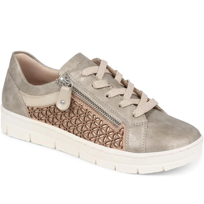 Lace-Up Leather Trainers - DRS39500 / 324 814 - Metallic