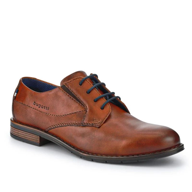 Wide-Fit Leather Lace-Up Shoes - BUG41501 / 326 718 - Cognac