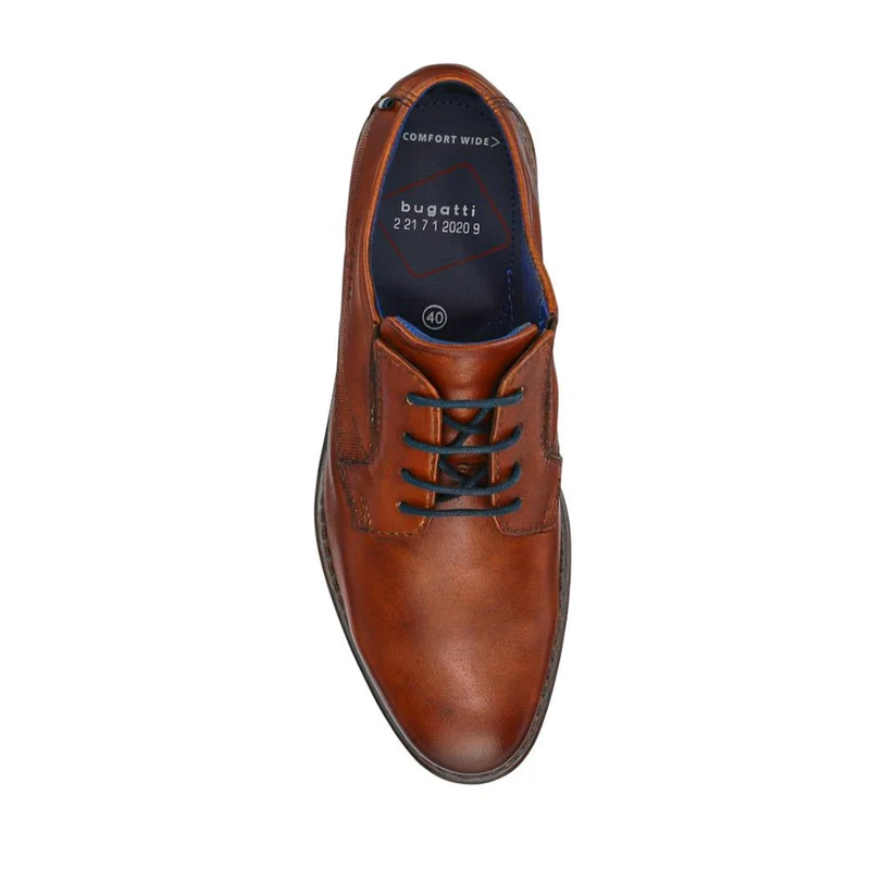 Wide-Fit Leather Lace-Up Shoes - BUG41501 / 326 718 - Cognac