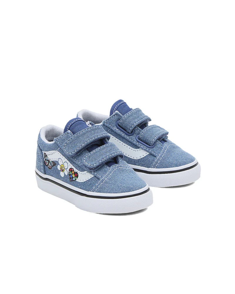 VANS Old Skool V-Turnschuhe für Kleinkinder – Denim/Weiß