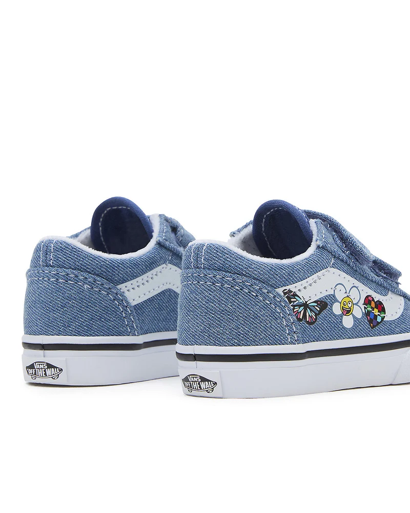 VANS Old Skool V-Turnschuhe für Kleinkinder – Denim/Weiß