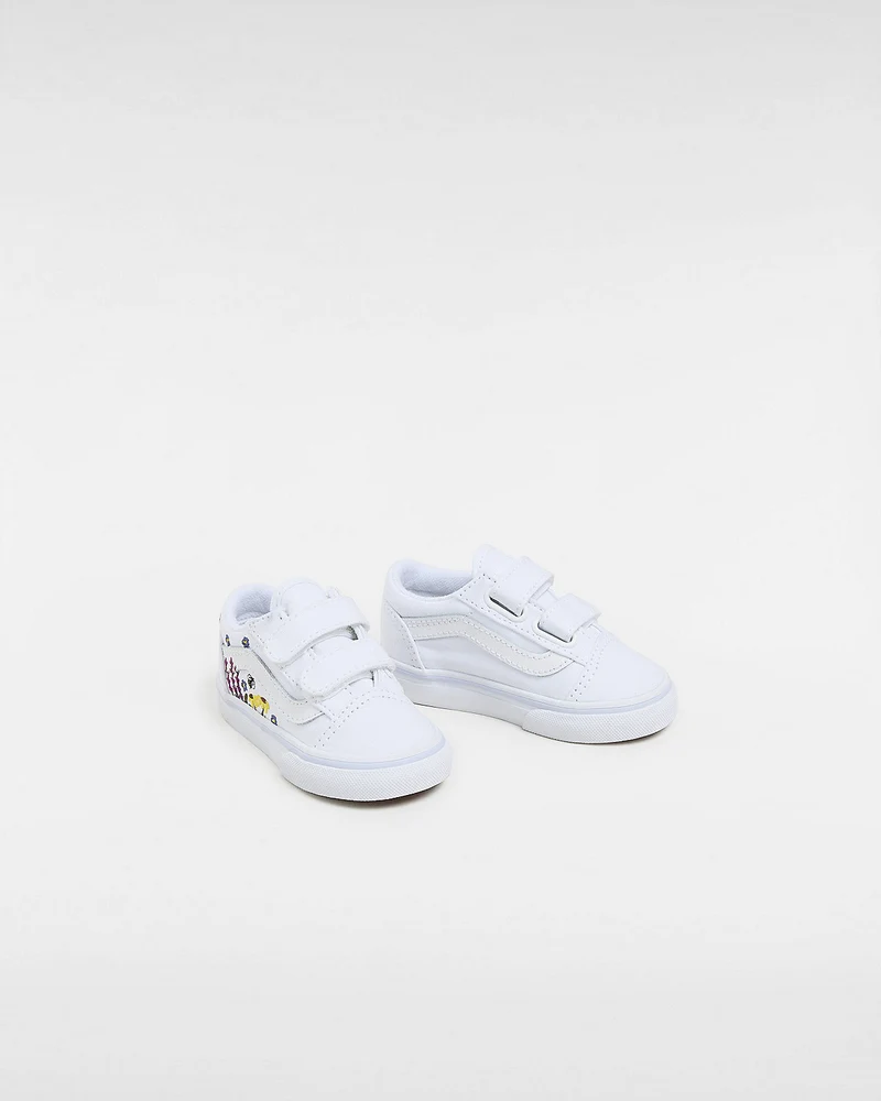 VANS Old Skool V-Turnschuhe mit Blumenstickerei für Kleinkinder – True White