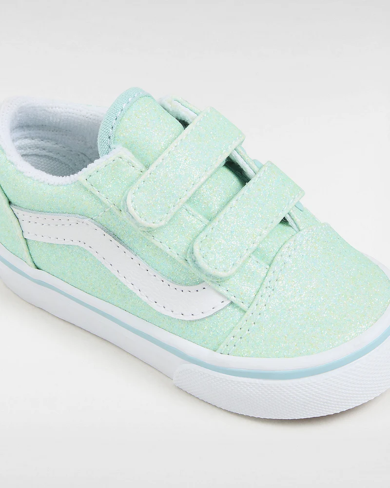 VANS Old Skool V Glitzer-Sneaker für Kleinkinder – Hellblau