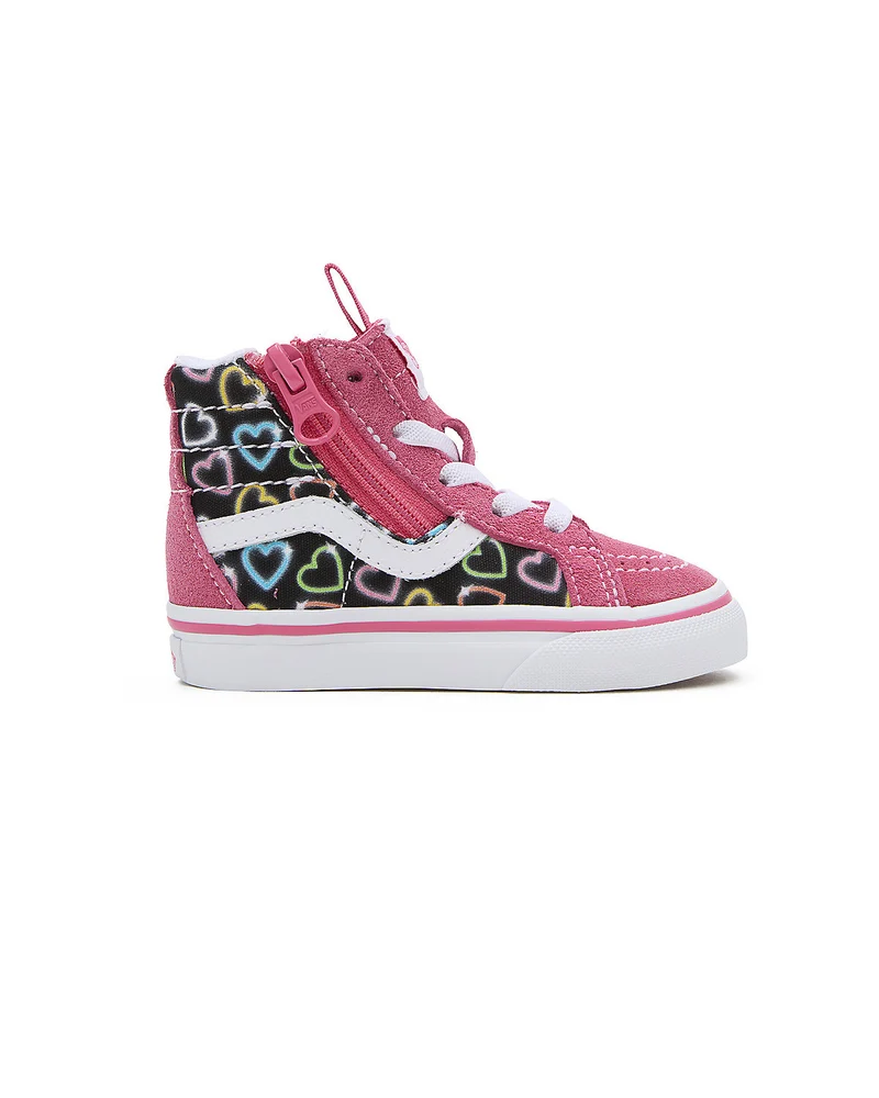 VANS Sk8-Hi Reissue Neon Hearts-Sneaker mit seitlichem Reißverschluss für Kleinkinder – Rosa