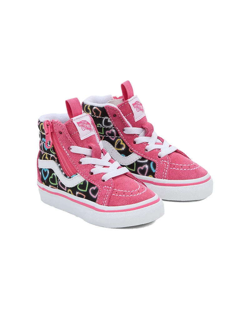 VANS Sk8-Hi Reissue Neon Hearts-Sneaker mit seitlichem Reißverschluss für Kleinkinder – Rosa