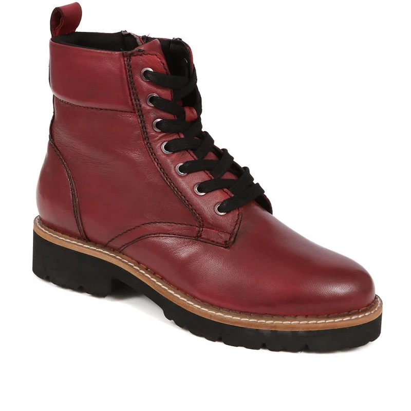 Lace-Up Leather Boots - MAGNU38009 / 324 542 - Burgundy