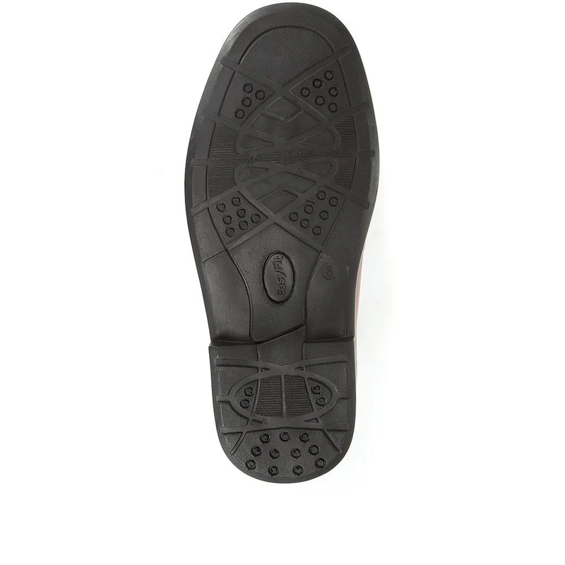 Extra Wide Fit Leather Slip On Shoes - DELNERO / 321 158 - Tan