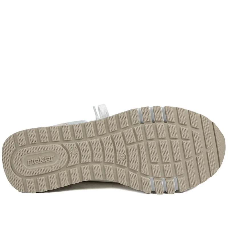 Rieker Wide Fit Leather Zip & Lace Trainers - RKR43543 / 328 766 - White Multi