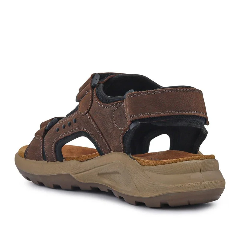 Leather Touch-Fastening Sandals - DDIN41011 / 327 116 - Brown