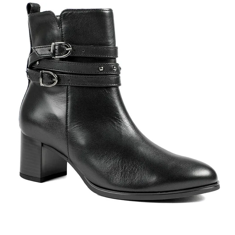 Gabor Leather Block Heel Smart Ankle Boots - GAB42027 / 329 519 - Black
