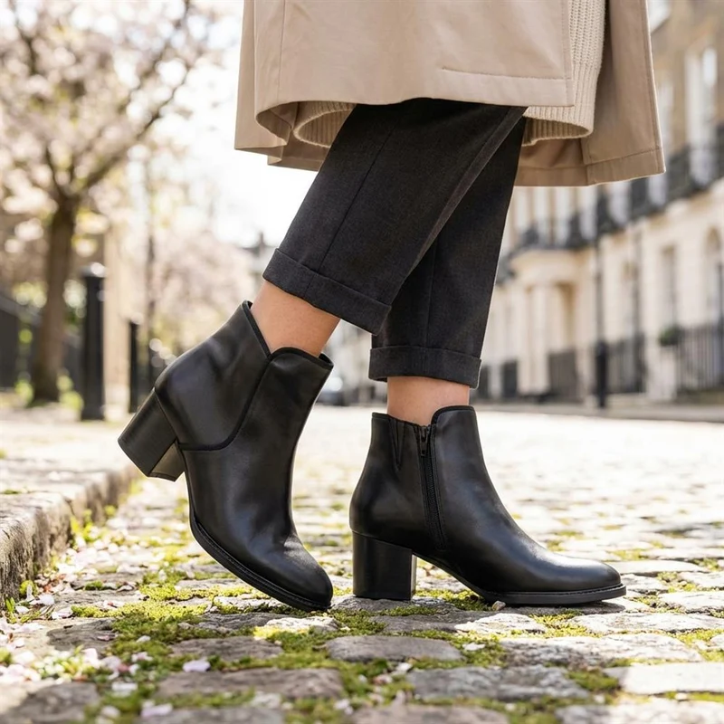 Gabor Smart Leather Zip Up Ankle Boots - GAB42021 / 329 515 - Black