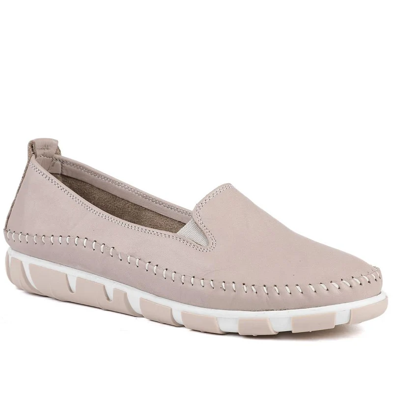 Slip-On Leather Pumps - GOKH39011 / 326 241 - Stone