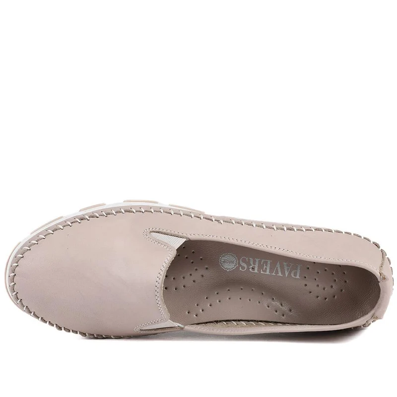 Slip-On Leather Pumps - GOKH39011 / 326 241 - Stone