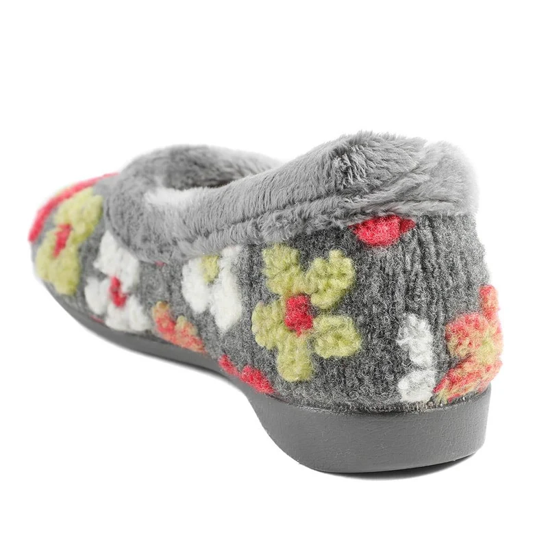 Soft Floral Full Slippers - FEVI43001 / 329 503 - Grey Multi