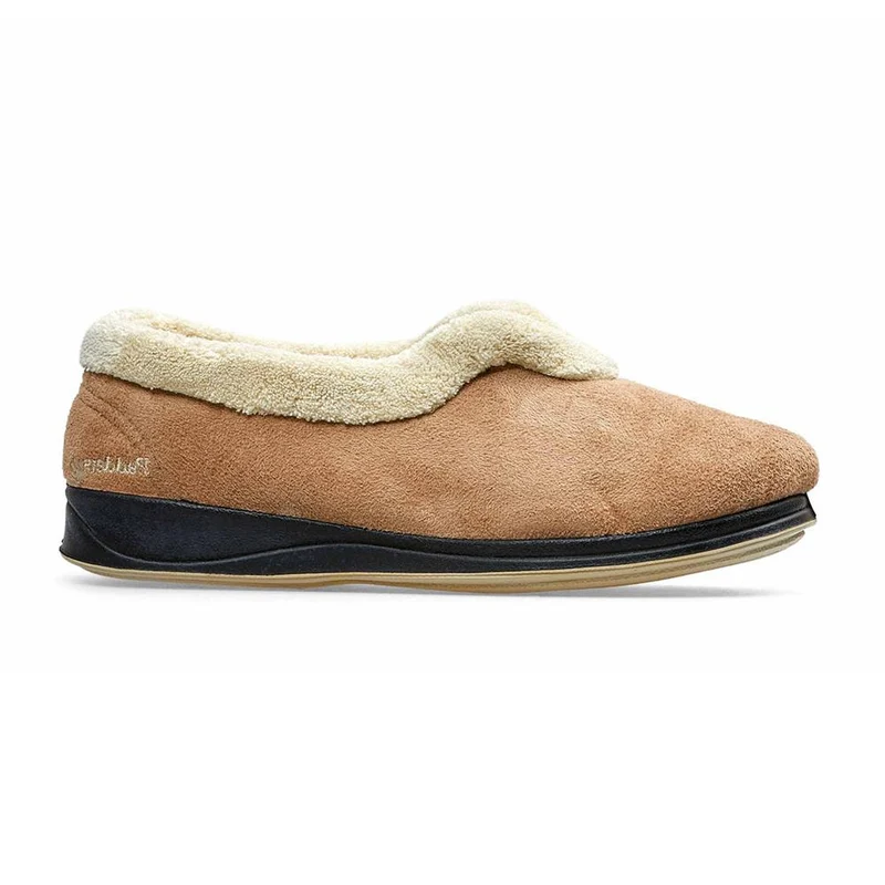 Padders Ladies Slippers 2E Fit Vulcanised - CARMEN - Carmen / null - TAUPE /CAMEL