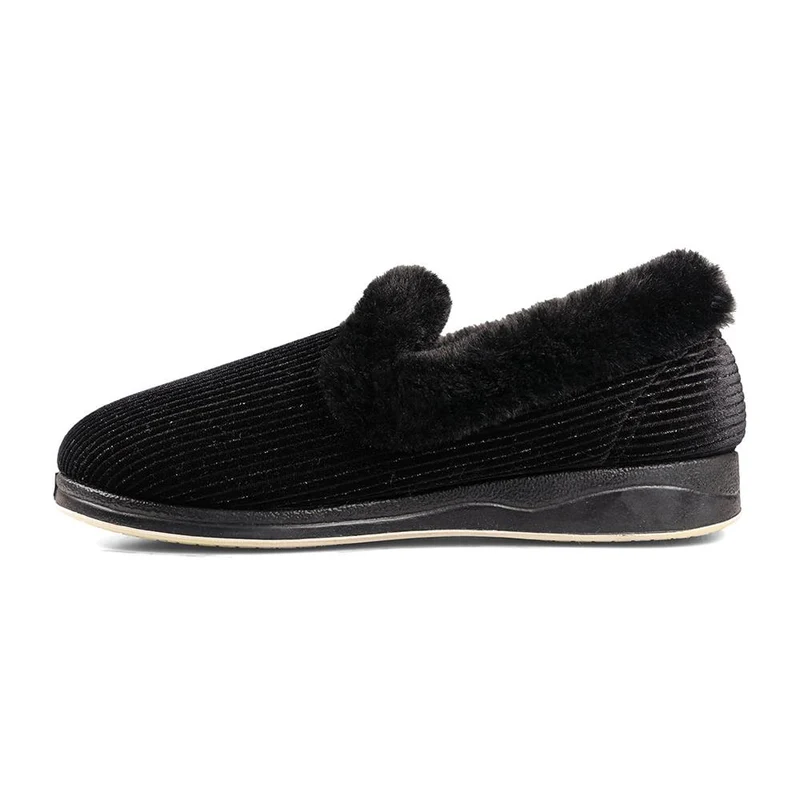 Padders Ladies Slippers 2E Fit Vulcanised - REPOSE - Repose / null - BLACK SPARKLE CORD