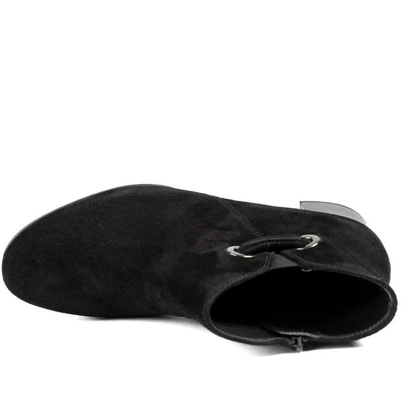Leather Ankle Boots With Block Heel - GAB42020 / 329 514 - Black