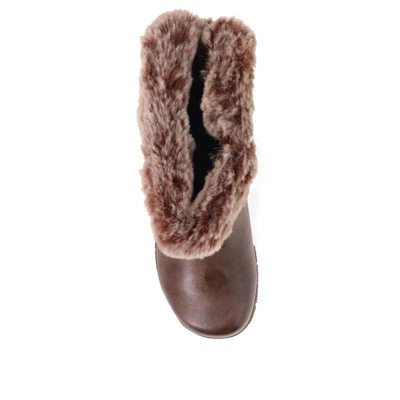 Faux-Fur Cuff Long Boots - AURRORA / 326 600 - Brown