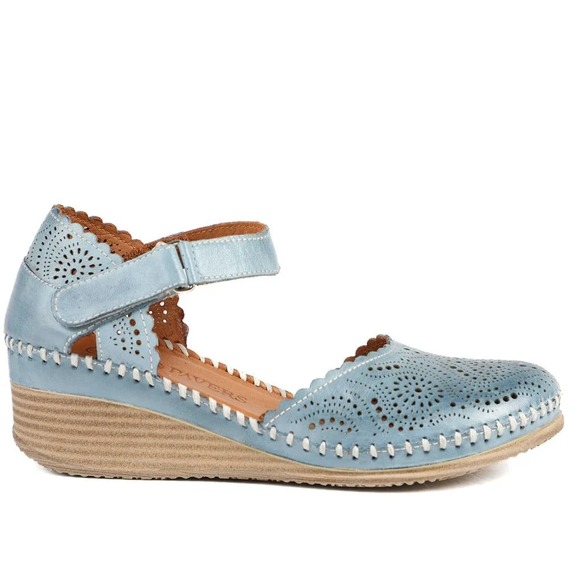 Casual Leather Touch Fasten Mary Janes - METIN41008 / 327 207 - Denim Blue