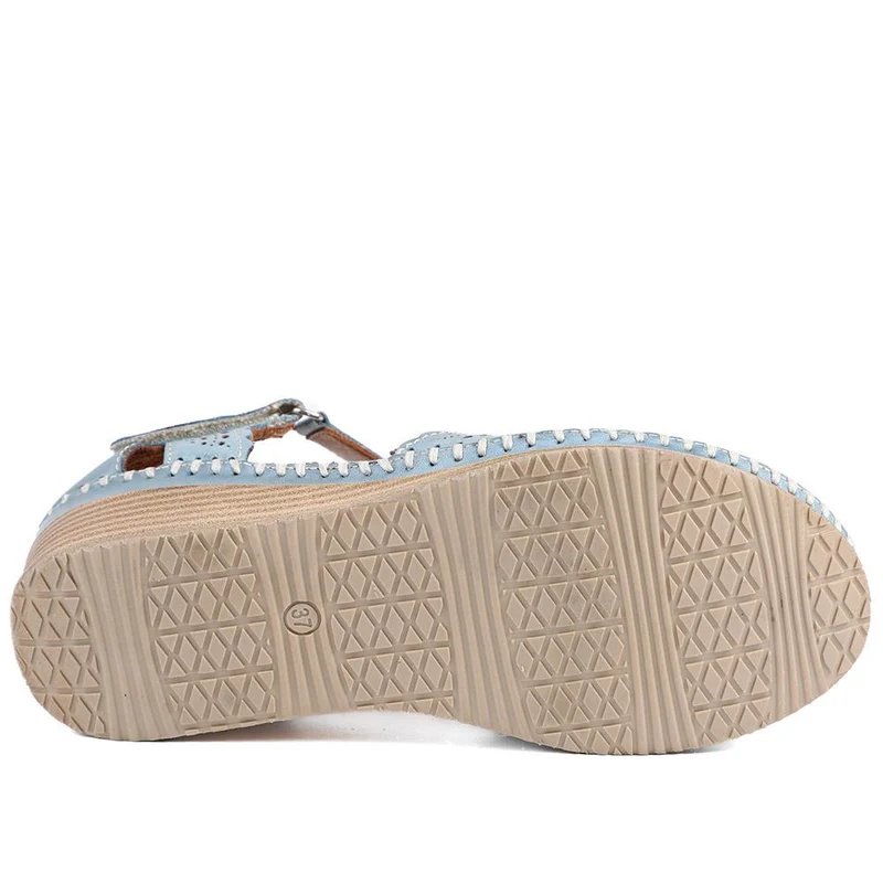 Casual Leather Touch Fasten Mary Janes - METIN41008 / 327 207 - Denim Blue