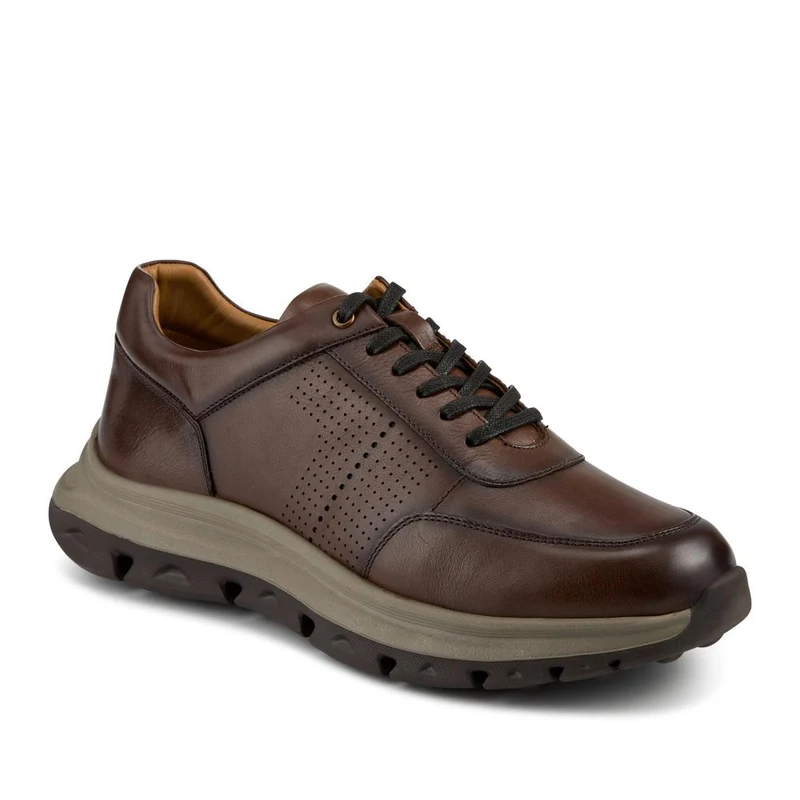 Wide Fit Breathable Leather Lace Up Trainers - PRFEM42012 / 328 325