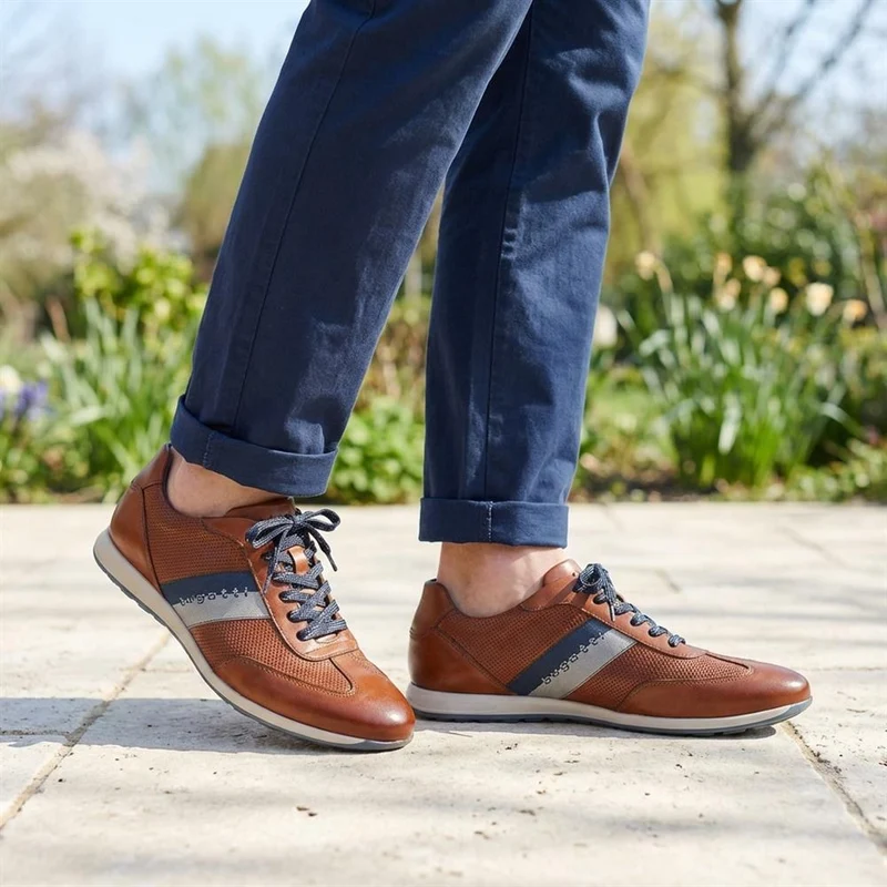 Bugatti Leather Lace Up Trainers - BUG43515 / 329 257 - Cognac
