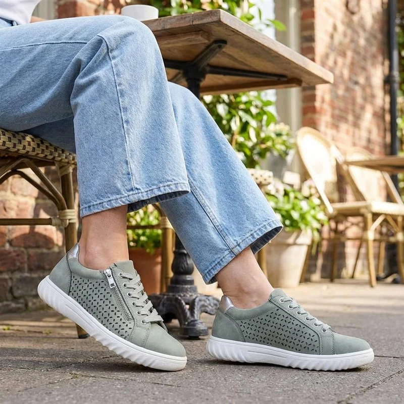 Casual Breathable Zip Trainers - WBINS43091 / 329 174 - Sage