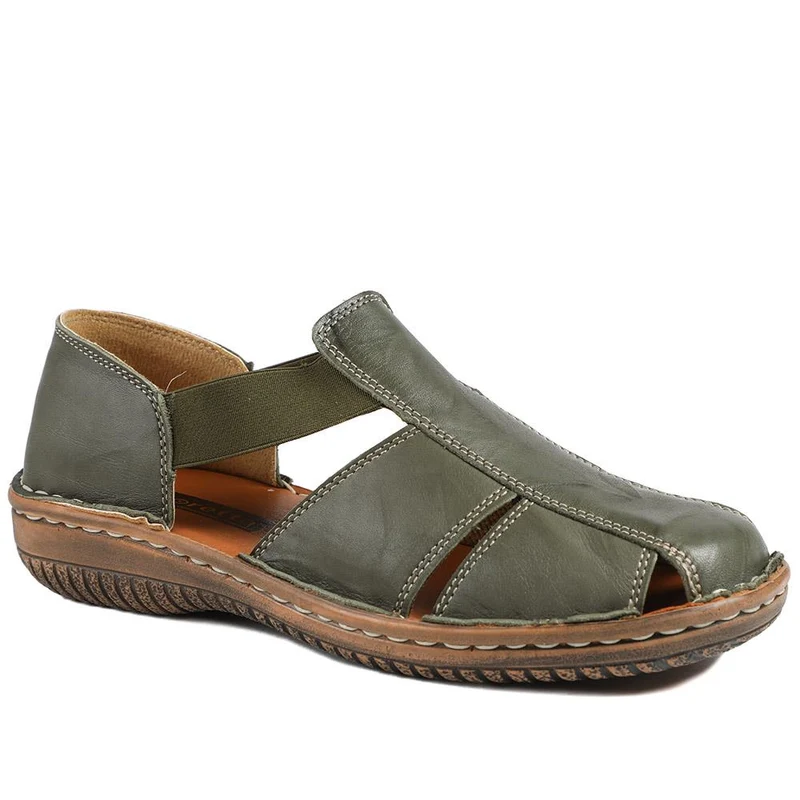Loretta Leather Elasticated Slip On Shoes - HAK43001 / 329 375