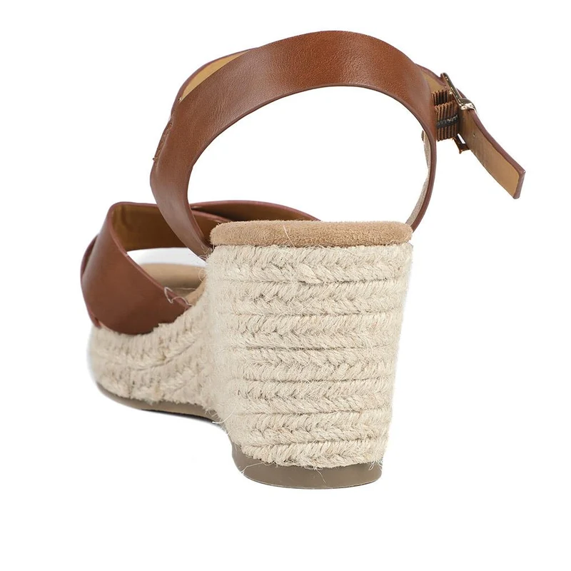 Wide Fit Espadrille Wedge Sandals - WBINS37095W / 329 258 - Tan
