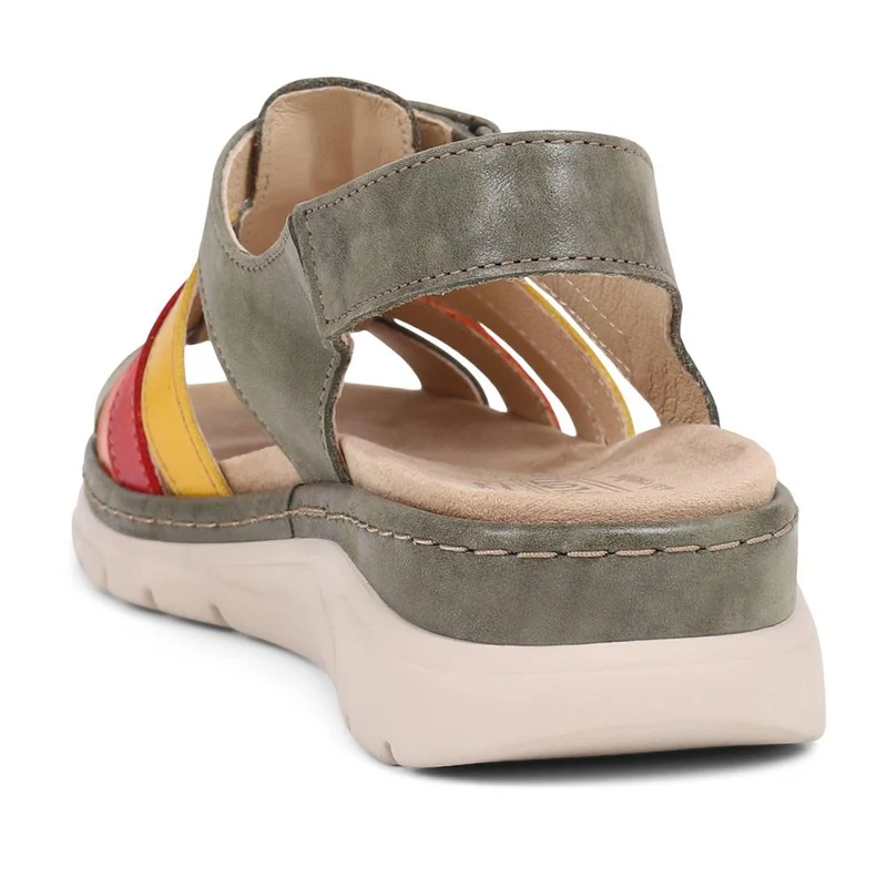 Fly Flot Touch Fasten Leather Sandals - CAL39020 / 325 263 - Green-Multi
