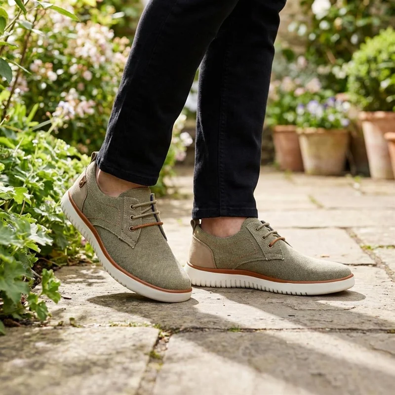 Wide-Fit Fabric Lace-Up Shoes - XINGH41004 / 327 184 - Taupe