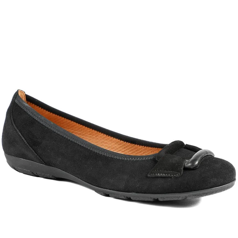Gabor Raven Leather Ballet Pumps - GAB42025 / 329 523 - Black