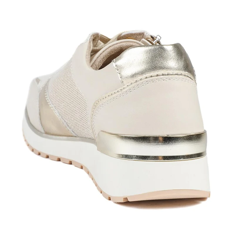 Wide Fit Zip & Lace Cushioned Trainers - WBINS43074 / 329 139 - Beige