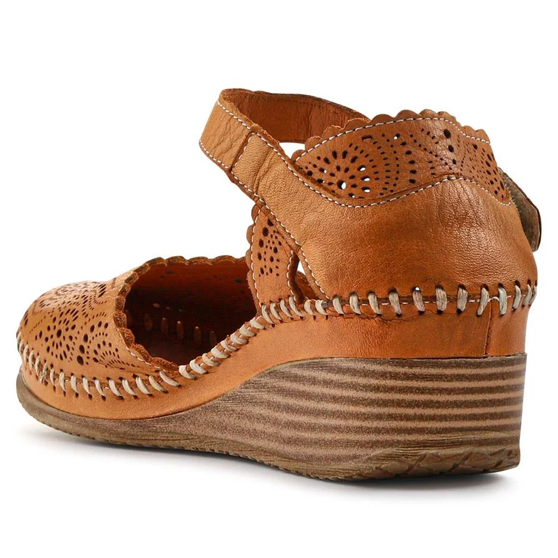 Casual Leather Touch Fasten Mary Janes - METIN41008 / 327 207 - Tan