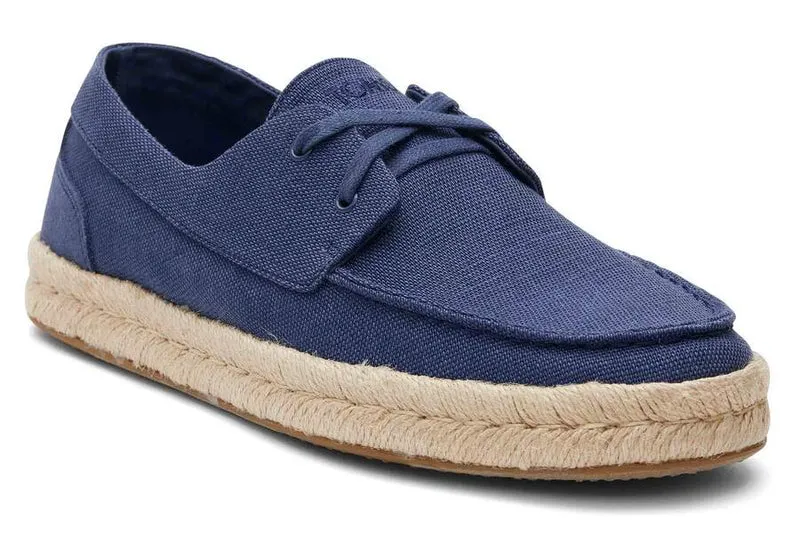 TOMS Herren Cabo Canvas Loafer mit Schnürung und Seilsohle - Kadettenblau