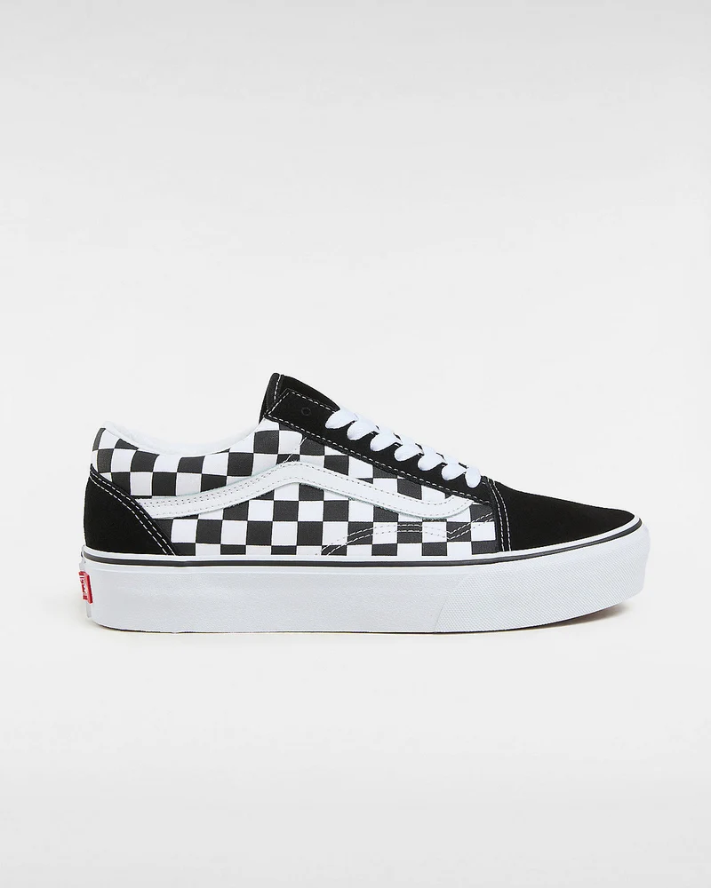 VANS Unisex Old Skool Platform Checkerboard-Turnschuhe – Schwarz/True White