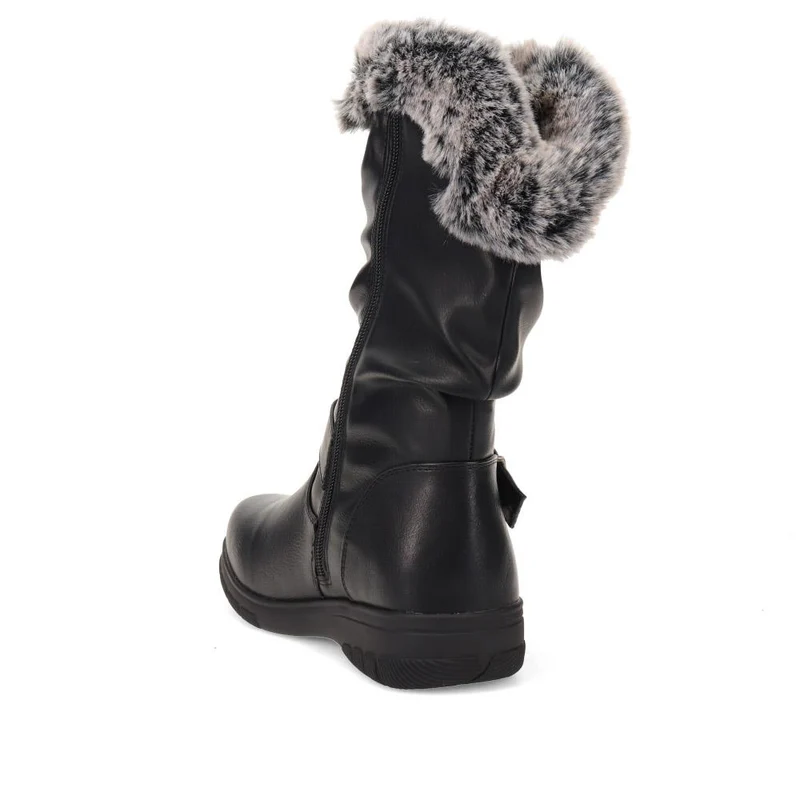 Faux-Fur Cuff Long Boots - AURRORA / 326 600 - Black