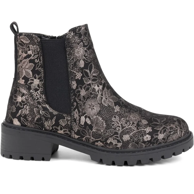 Floral Chelsea Boots - WBINS38037 / 324 119 - Black Floral