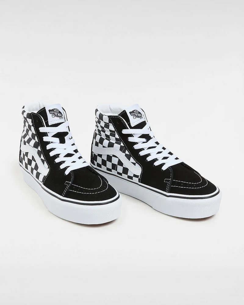 VANS Unisex Sk8-Hi Platform 2.0 Checkerboard-Turnschuhe – Schwarz/True White