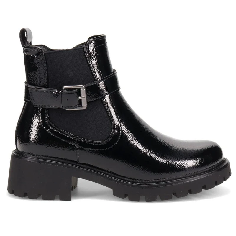 Chunky Buckled Ankle Boots - BELWBINS40179 / 326 262 - Black Patent