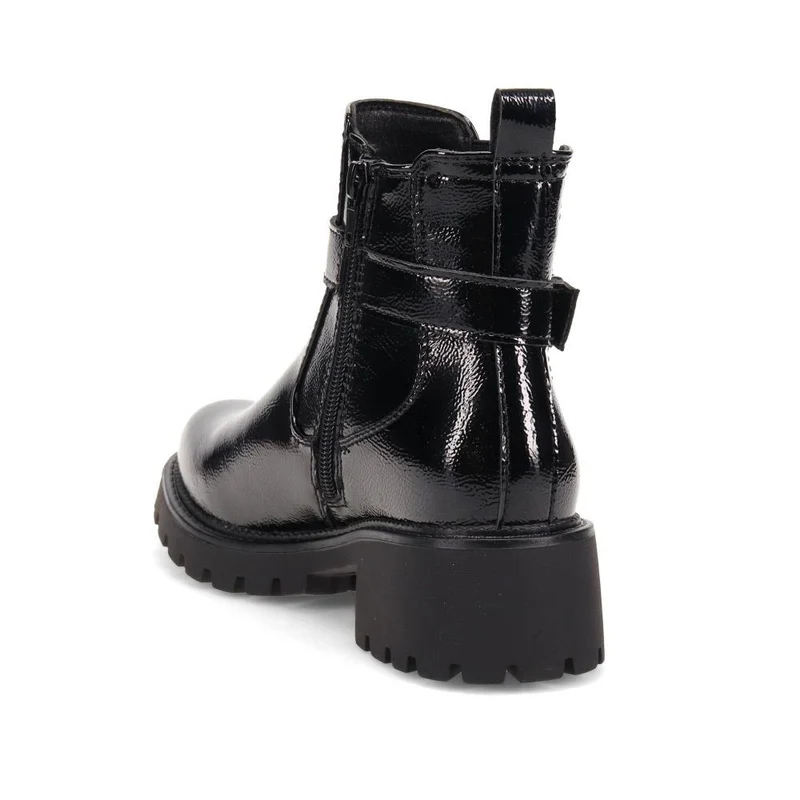 Chunky Buckled Ankle Boots - BELWBINS40179 / 326 262 - Black Patent