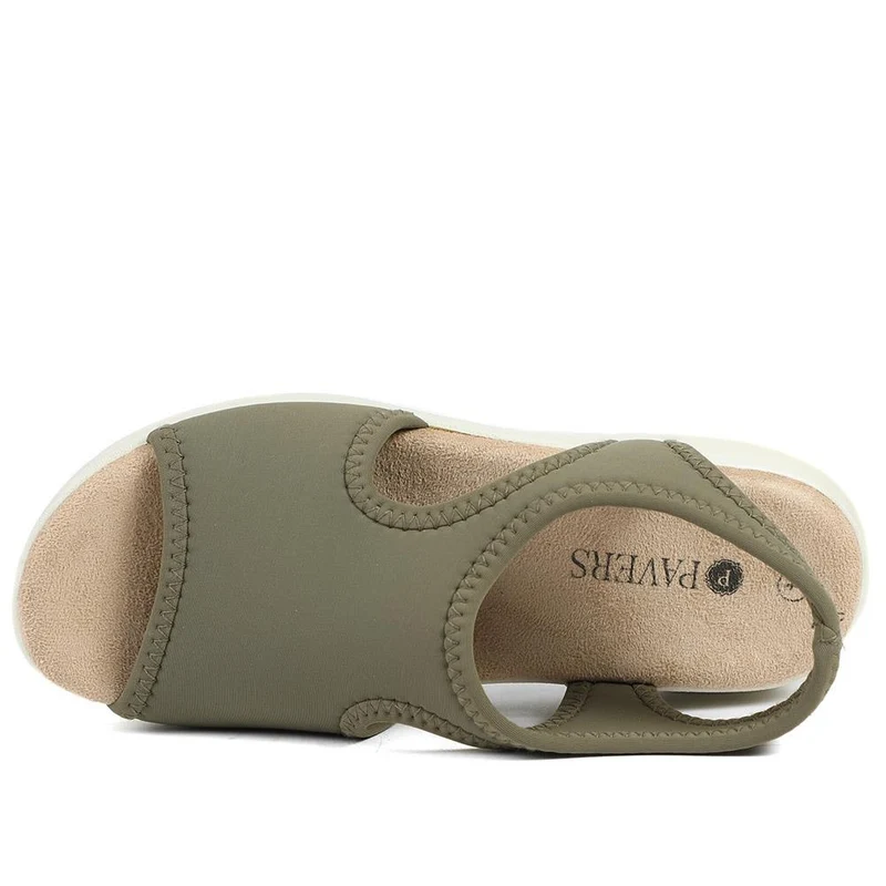 Stretch Comfort Sandals with Cushioned Insole - POLY43001 / 329 021 - Khaki