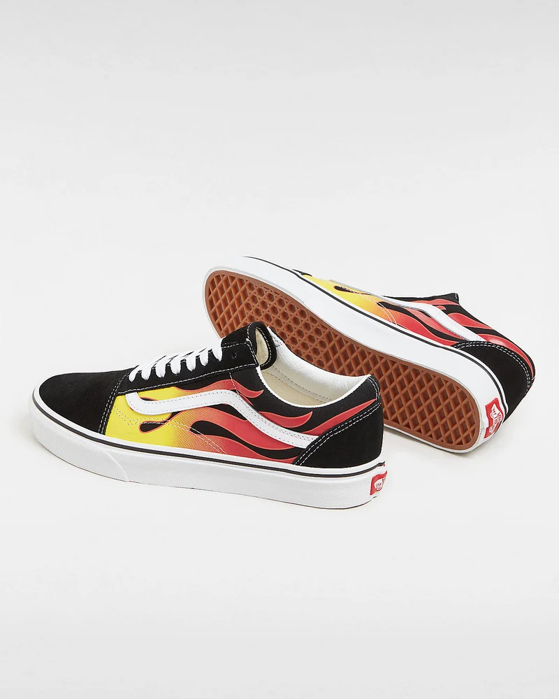 VANS Unisex Old Skool Flame Trainer – Schwarz / Weiß