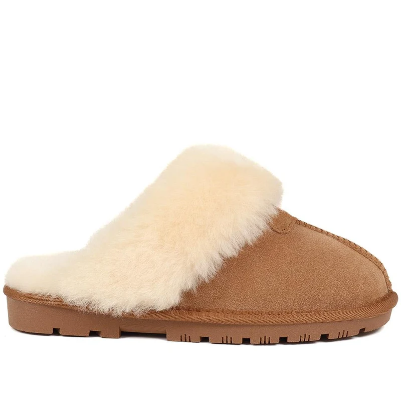 Sheepskin Lined Slippers - DUO38001 / 324 670 - Chestnut
