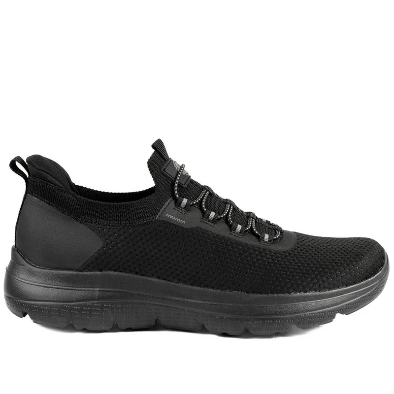 Easy Step In Wide Fit Memory Foam Lace Up Trainers - BOJIE43000 / 328 888 - Black