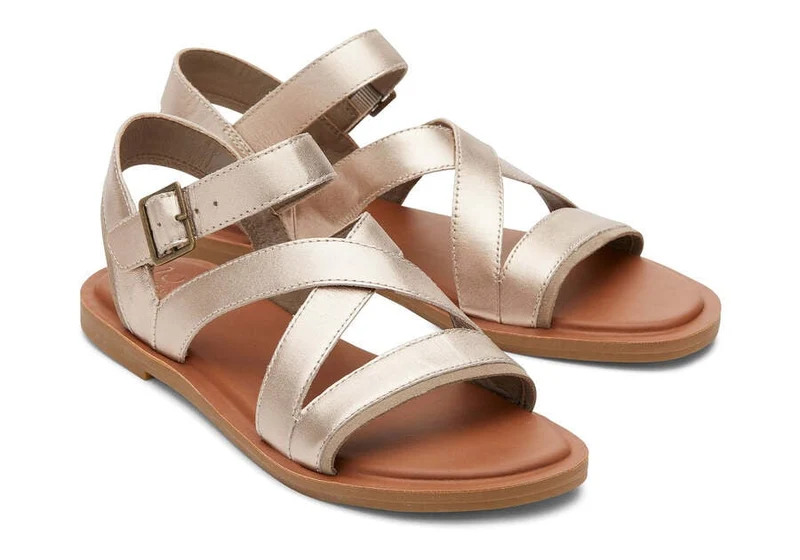 TOMS Riemchensandalen „Sloane“ aus Leder für Damen - Gold