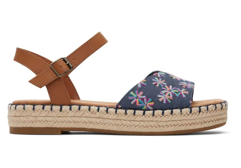 TOMS Abby Natural Espadrille-Sandale mit Plateausohle für Damen - Marineblau