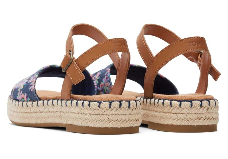 TOMS Abby Natural Espadrille-Sandale mit Plateausohle für Damen - Marineblau