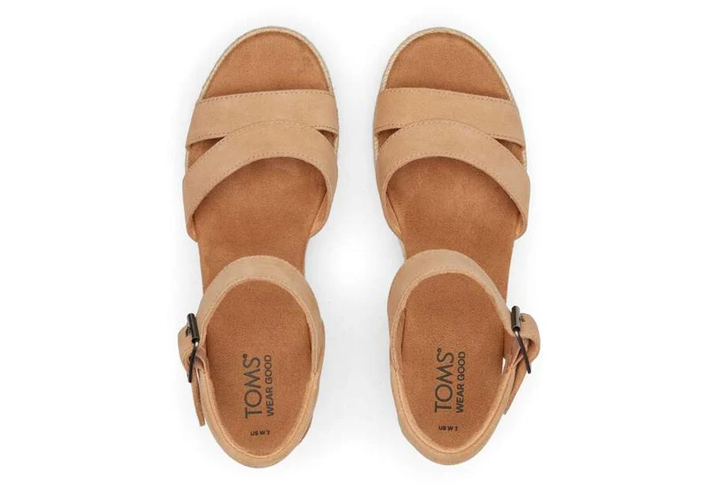 TOMS Audrey – Keilsandalette aus Wildleder für Damen – Honig