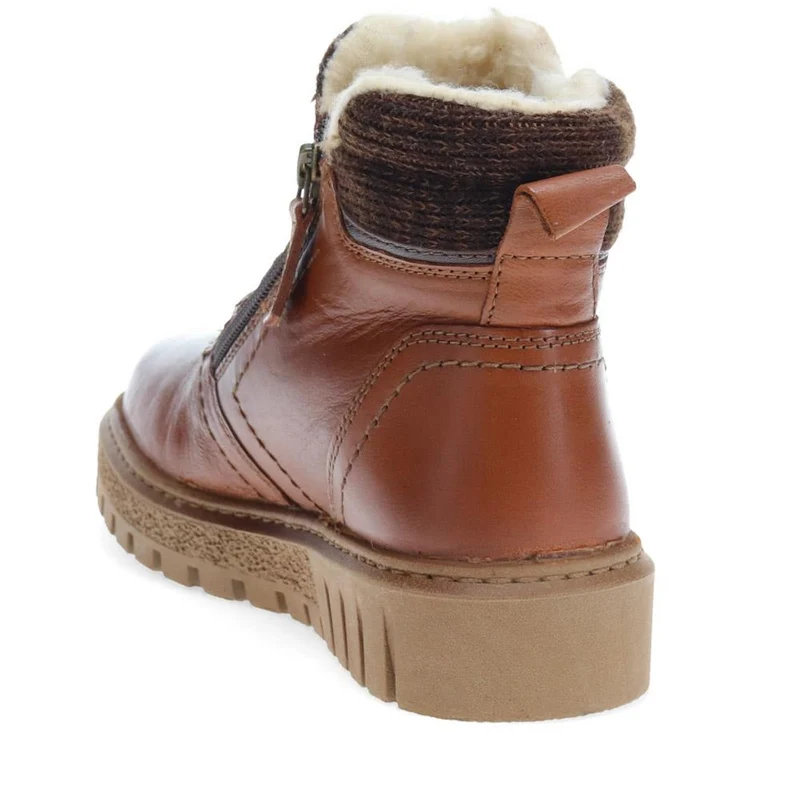 Faux-Fur-Lined Leather Boots - TEJ40007 / 326 419 - Tan